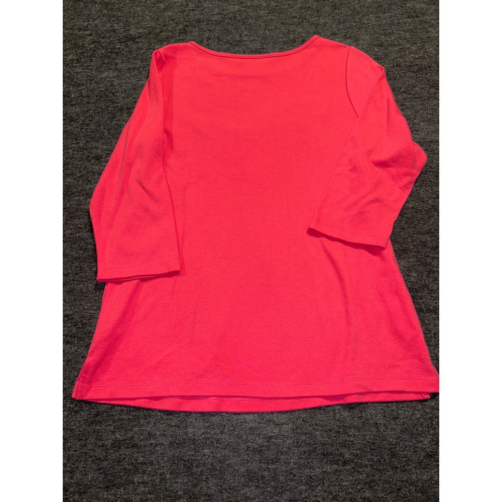 Quacker Factory Sea Turtle Top Womens Small Pink 3/4 Sleeve Rhinestone - Picture 2 of 8